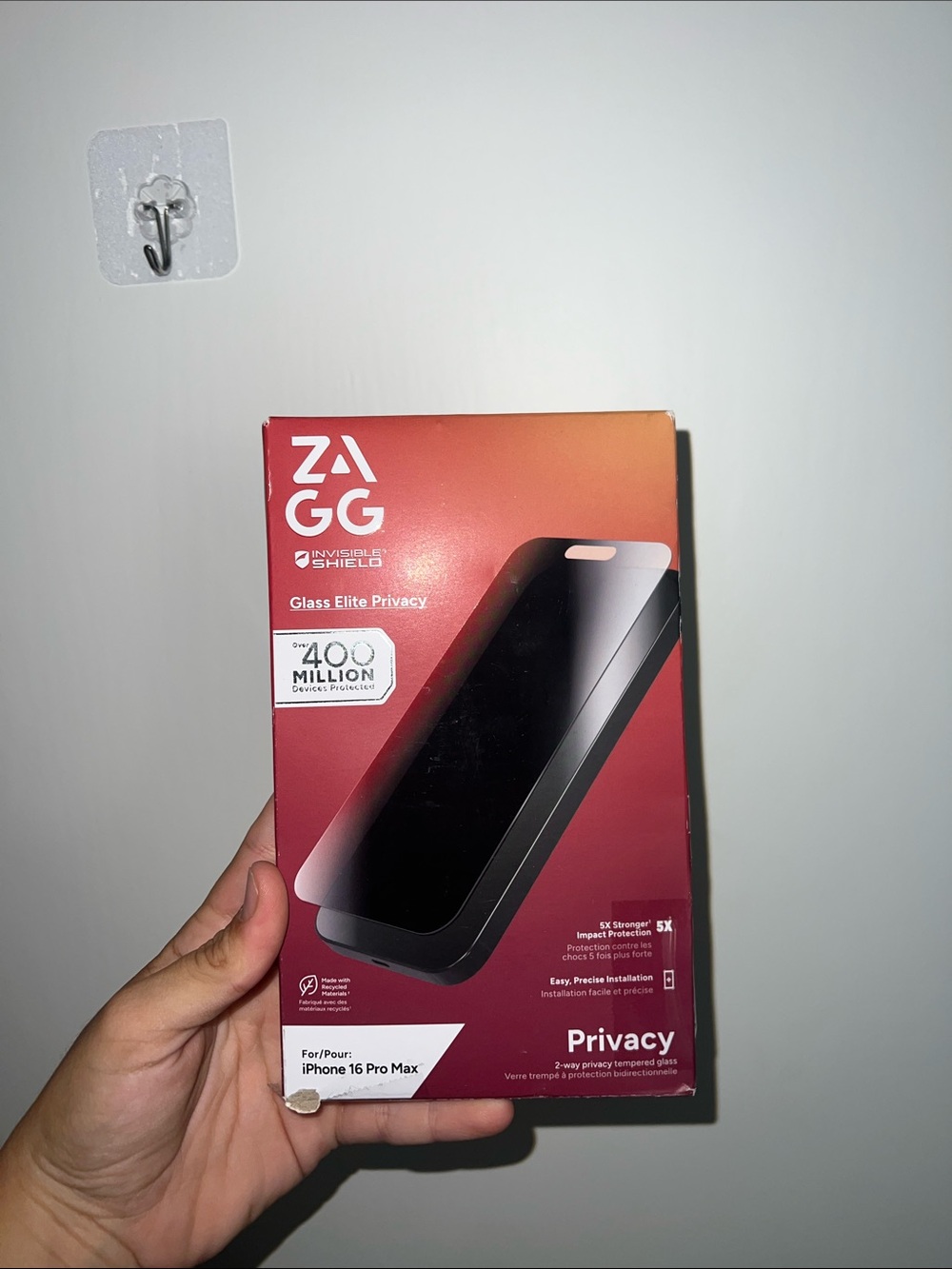 ZAGG Glass Elite Privacy Screen Protector for iPhone 16 Pro Max - Black